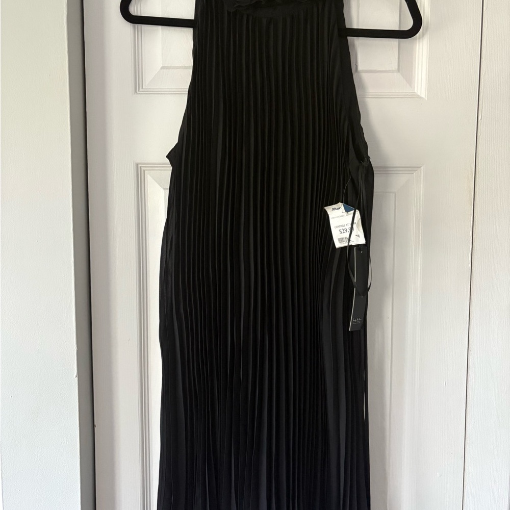 Nicole Miller Black Pleated Halter Maxi Dress